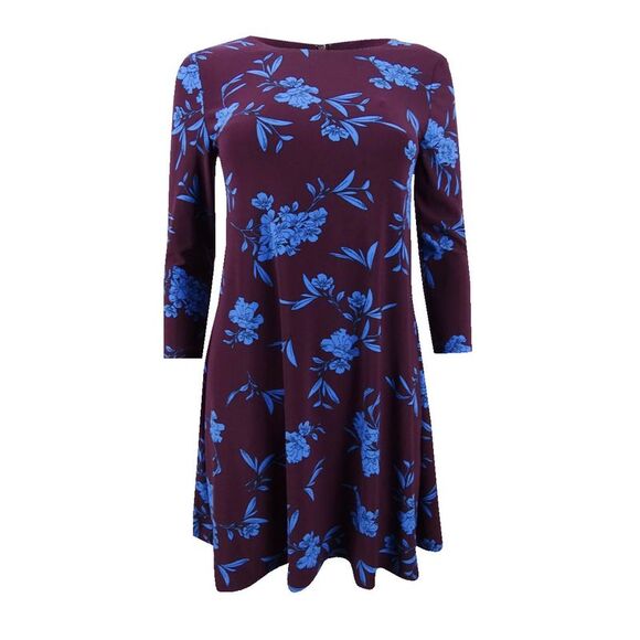 Lauren by Ralph Lauren Women's Petite A-Line Dress - Plum/Blue - Picture 1 of 2